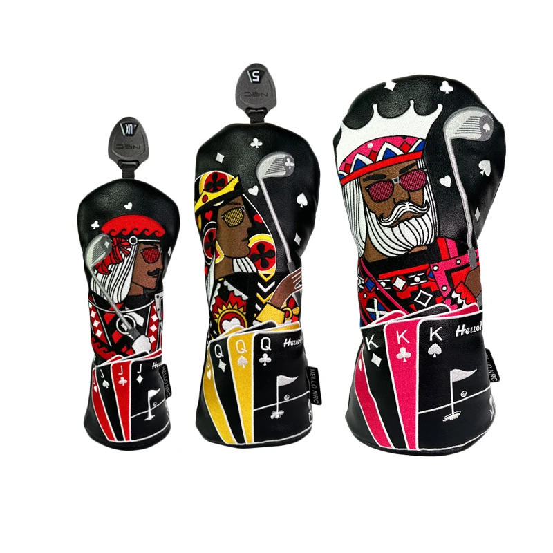 1 pc NRC poker Style Golf Headcover for Driver fairway and UT Cover, Embroidered Golf Club Headcover，Waterproof Protector