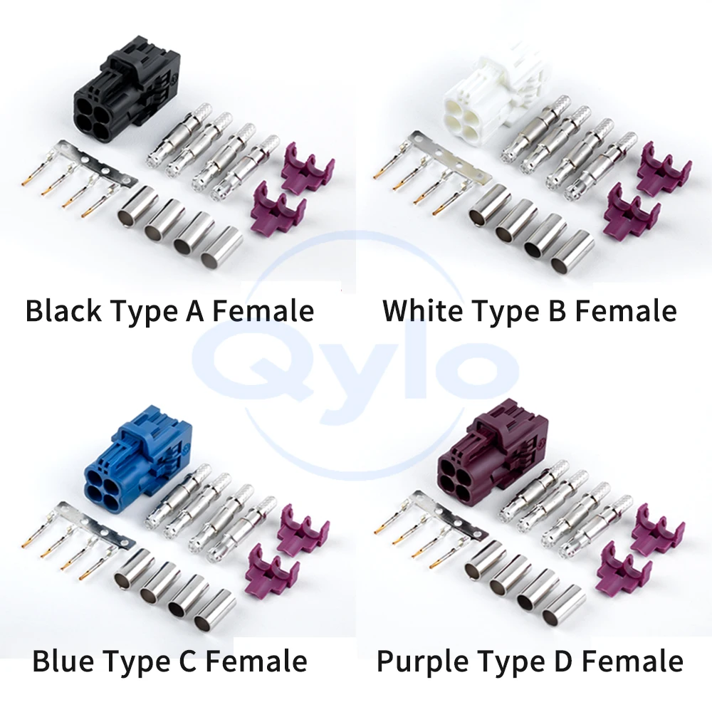MINI FAKRA Quadruple Female Connector FAKRA-A/B/C/D/E/F/Z Type Radio Frequency Connector (1 pcs)