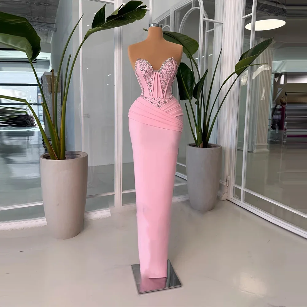فساتين لحضور الحفلات الموسيقية بحورية البحر الوردية المثيرة للنساء مشد كريستال المملكة العربية السعودية مناسبة مخصصة فستان فيستدوس دي فييستا مخصص #2