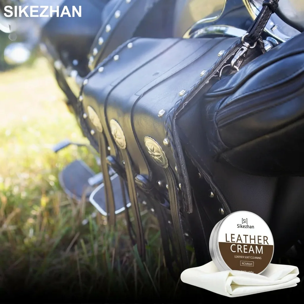 Motorcycle Leather Care Cream, Natural Odorless Transparent Balm for Seat, Jacket, Pants & Gloves, Nourishes & Protects