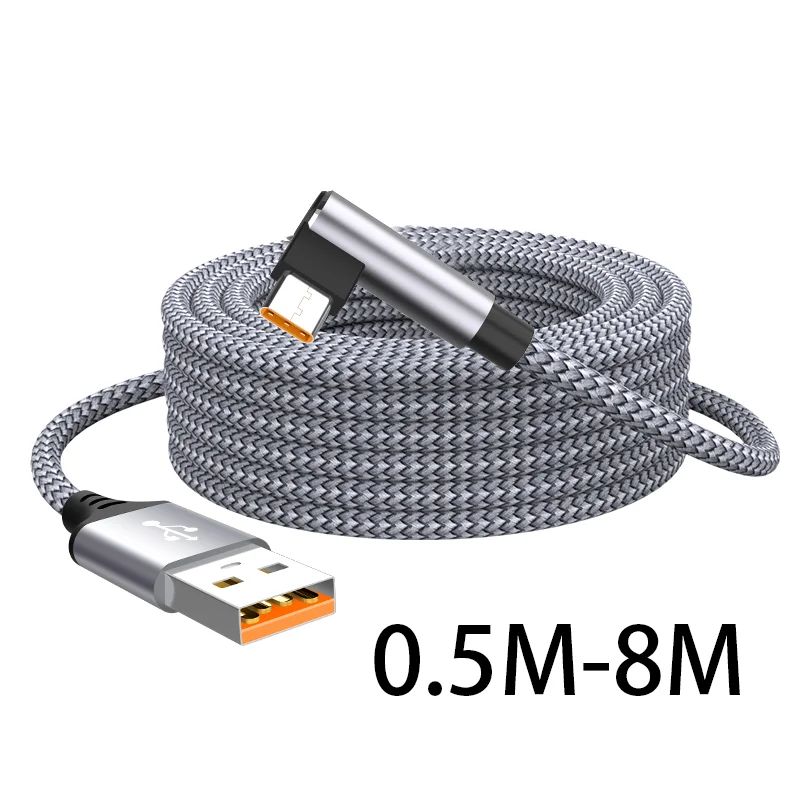 6A USB C Elbow Type C Fast Charge Cable 3m 5m Phone Extend Charging Cable for Samsung Huawei Xiaomi Oppo OnePlus VR Camera