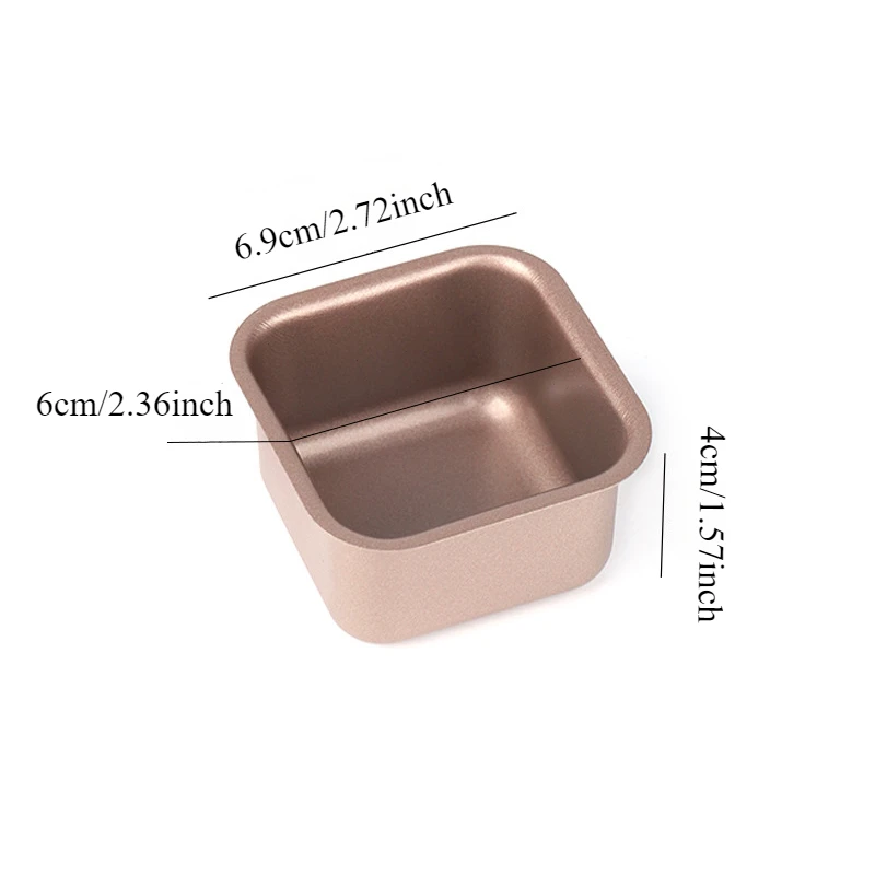 1pc/4pcsSquare Carbon Steel Cake Mould Non-stick Easy to Clean Bread Toast Mould Multifunctional Mousse Cup Kitchen Baking Tools