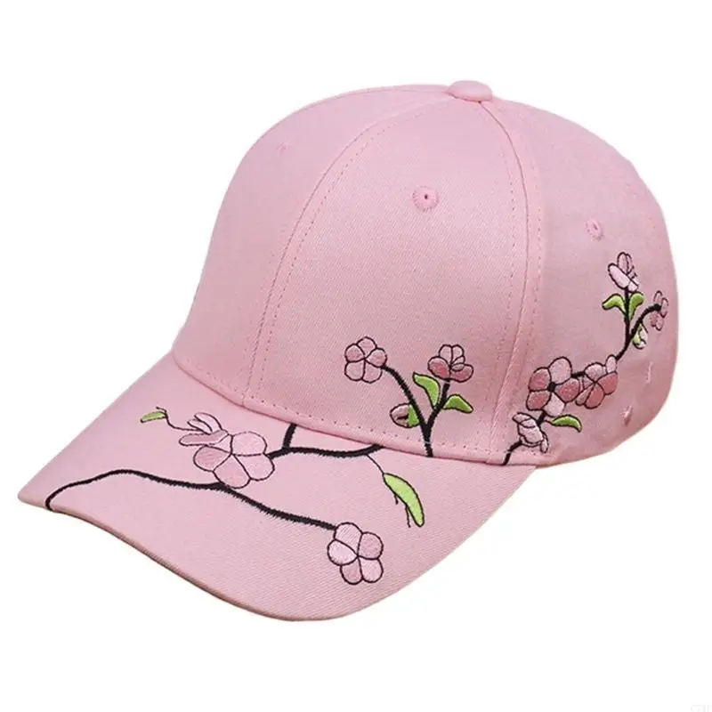 C71F أزياء البيسبول قبعة التطريز زهرة قبعة الرياضة في الهواء الطلق قبعة فتاة السفر قبعة الشمس