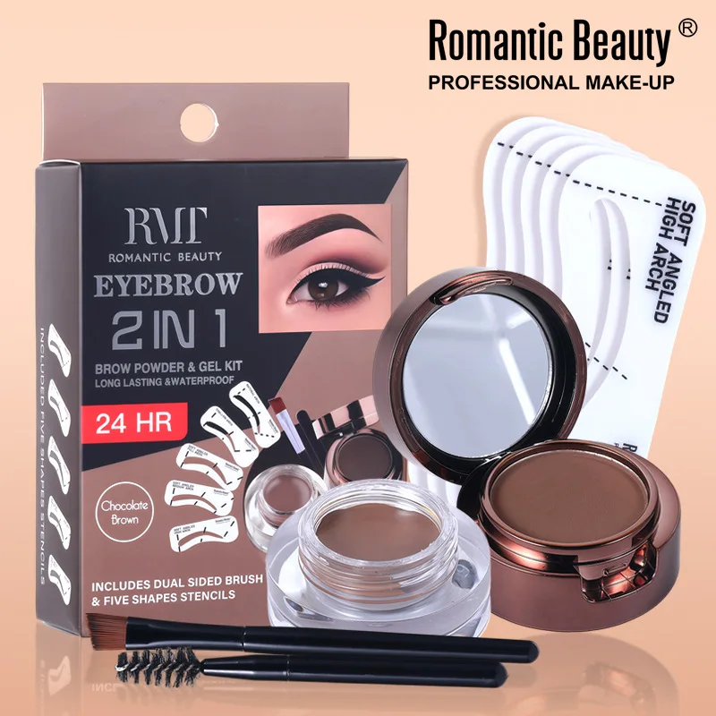 Kit per sopracciglia impermeabile in 3 colori: polvere e gel naturali, trucco per sopracciglia a lunga durata, tinta anti-sudore e facile da applicare