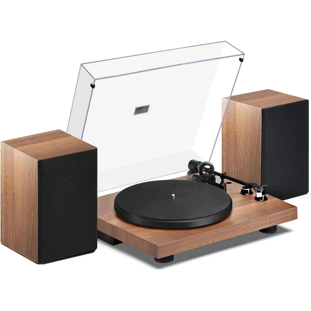 Record Player Vinyl Bluetooth Turntable with 36 Watt Stereo Bookshelf Speakers, Hi-Fi System with Magnetic Cartridge