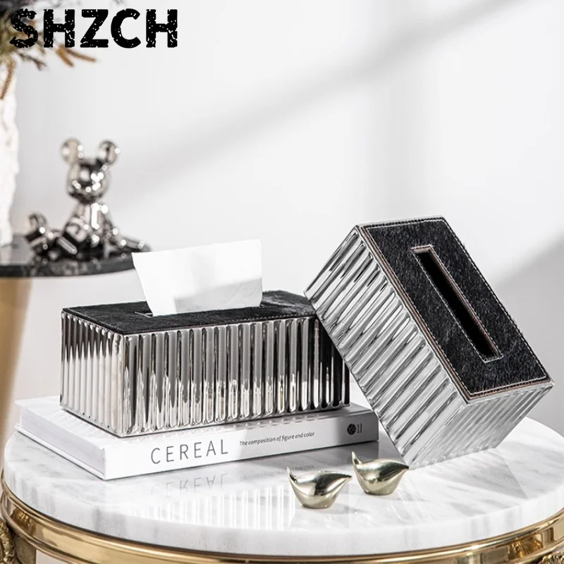 Stainless Steel Tissue Box Modern Luxury Napkin Dispense Commercial Bathroom Organizer for Hotel Living Room Paper Container