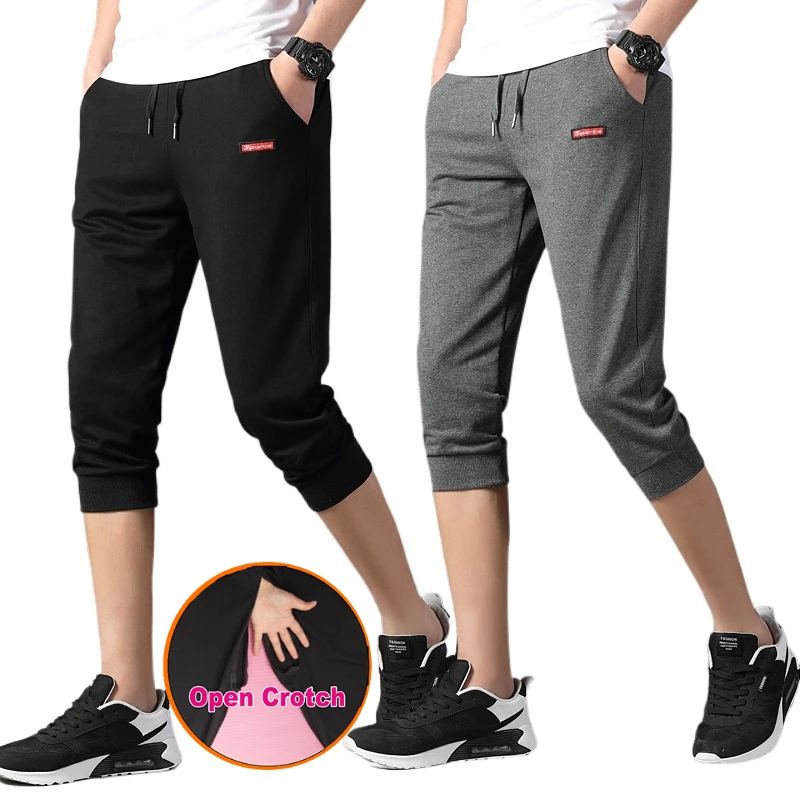 Men's Summer Open Shorts Men's Summer New Men's Cotton Cropped Pants Casual Shorts Thin Sweatpants Breathable Sweat-absorbing