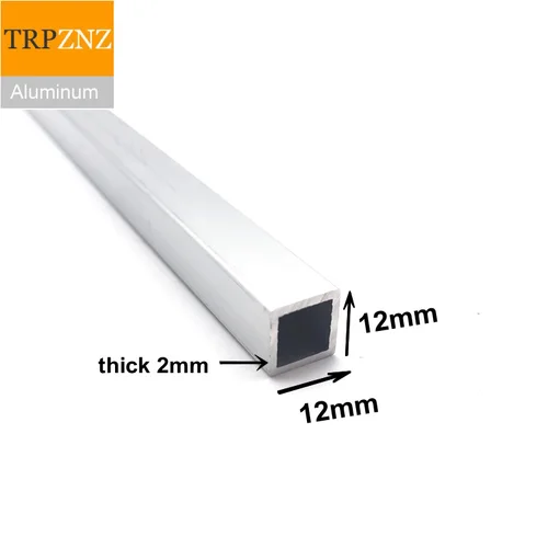 알루미늄 합금 사각 튜브 프로파일, 12x12mm,1mm 2mm 두께, 알루미늄 합금 직사각형 파이프, 모델 브래킷, 장식 재료 