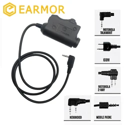 EARMOR Tactical PTT Tactical Headset Button adattatore PTT push-to-talk attivato M51 e interfaccia radio AUX KENWOOD