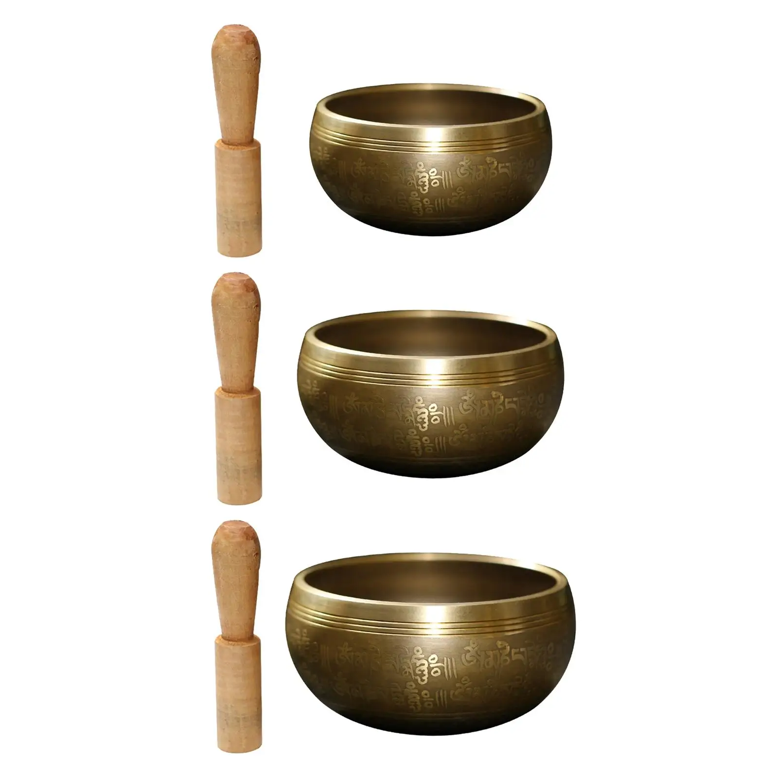 Tibetan Singing Bowl Set Handcrafted Craft Wooden Mallet Ensemble Meditation