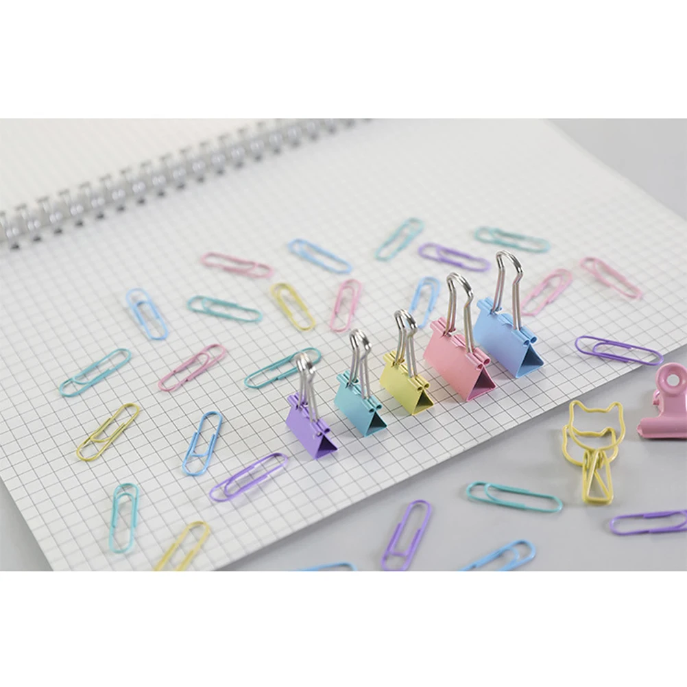 

2 Sets Metal Binder Clips Office Supplies Paper Holder File Organizer Stationery Pins Clip