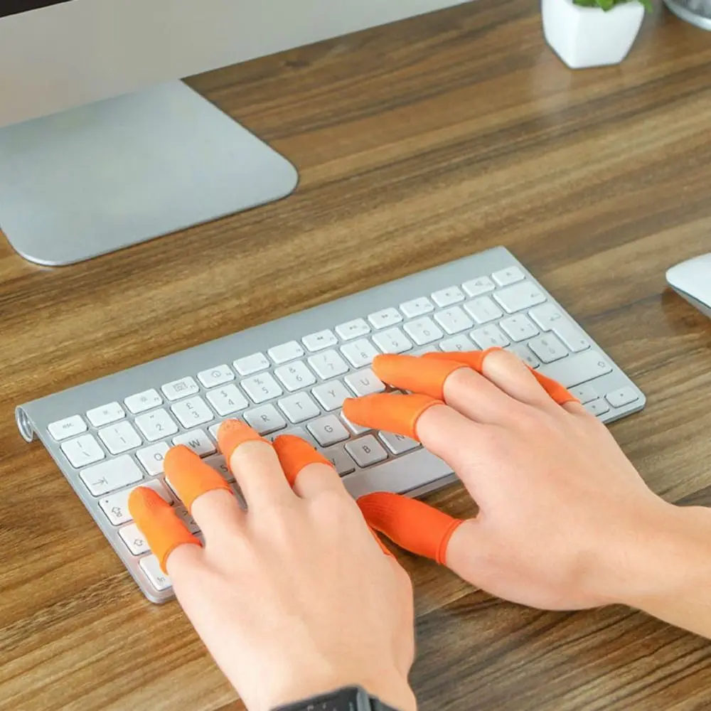 

100 шт., креативные износостойкие резиновые чехлы на палец, одноразовые антистатические латексные напальчники, оранжевые мягкие нескользящие перчатки, школьные