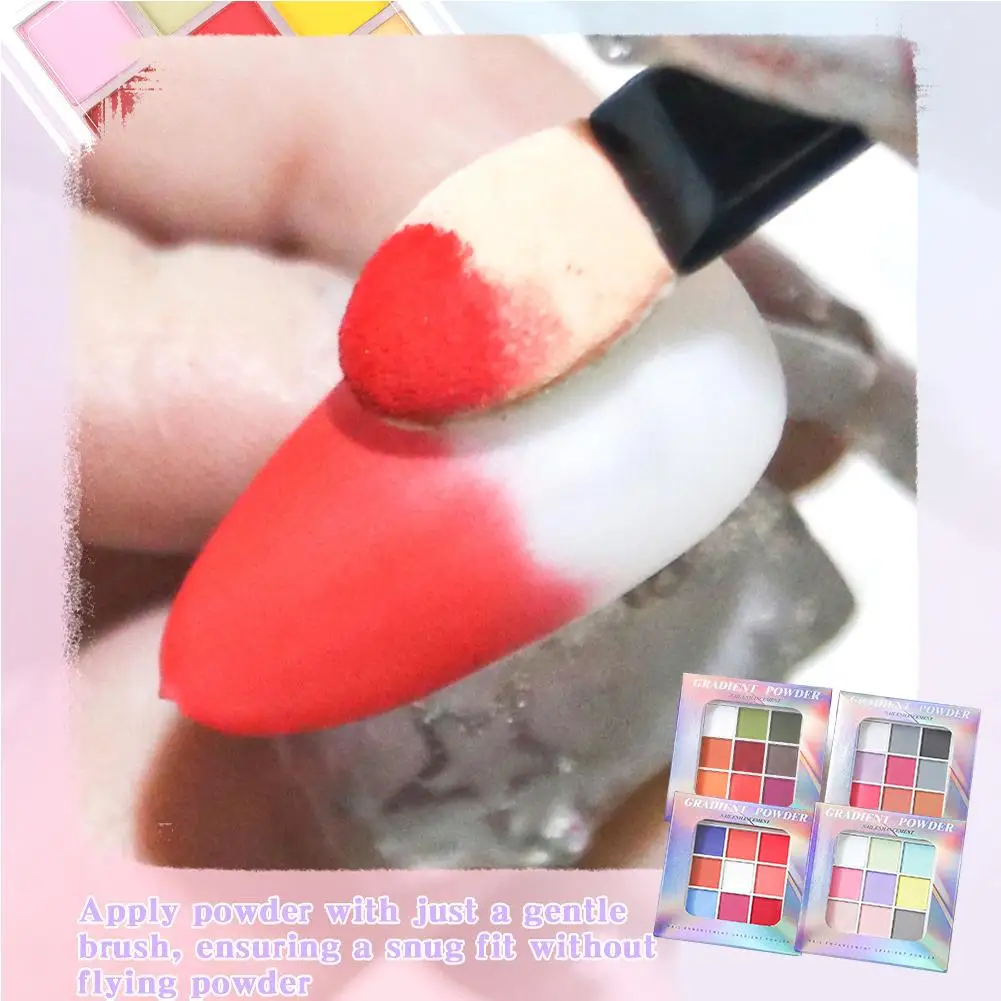 9 colori solidi accarezzanti polveri per unghie smalto UV decorazione glitter Pat opaco luccichio smalto fine manicure Deco polvere Grad D7Y4