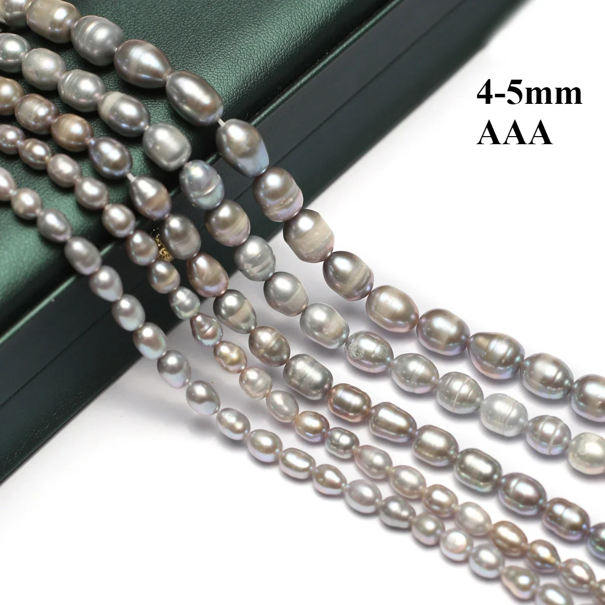 

4-5mm 3A Natural Freshwater Gray Pearl Rice Shape Bead High Quality Gift Women Jewelry Make DIY Necklace Bracelet Accessories