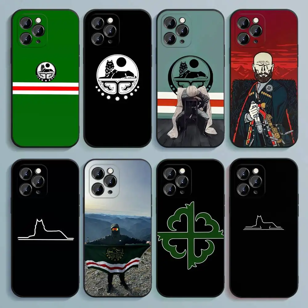 Чехол для телефона с гербом Чечен для iPhone 17,16,15,14,13,12, Pro, Max, Plus, E, SE4, Air, Mini, черный мягкий чехол