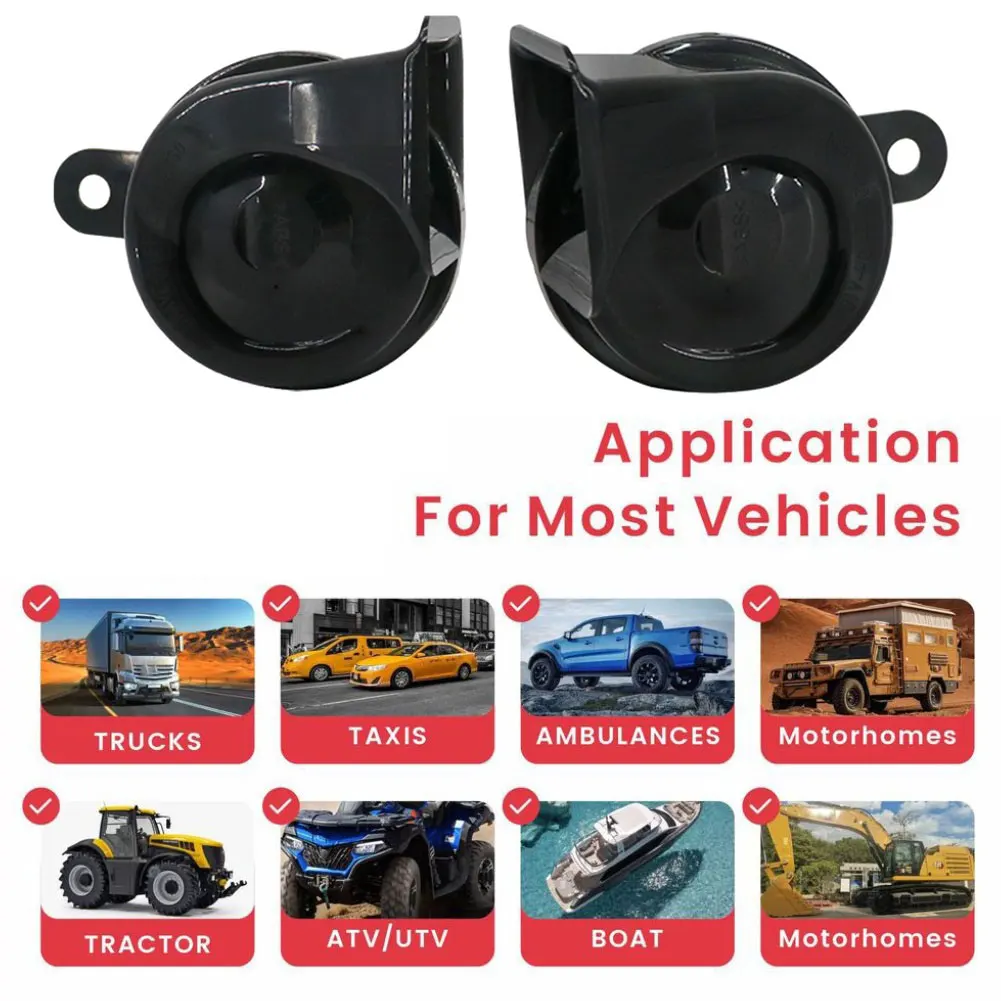 

2 шт. автомобильный динамик для улитки, автомобильный рожок 12 В 105-118 дБ с высокой и низкой частотой для динамика улитки, водонепроницаемый 80 мм, железные детали интерьера