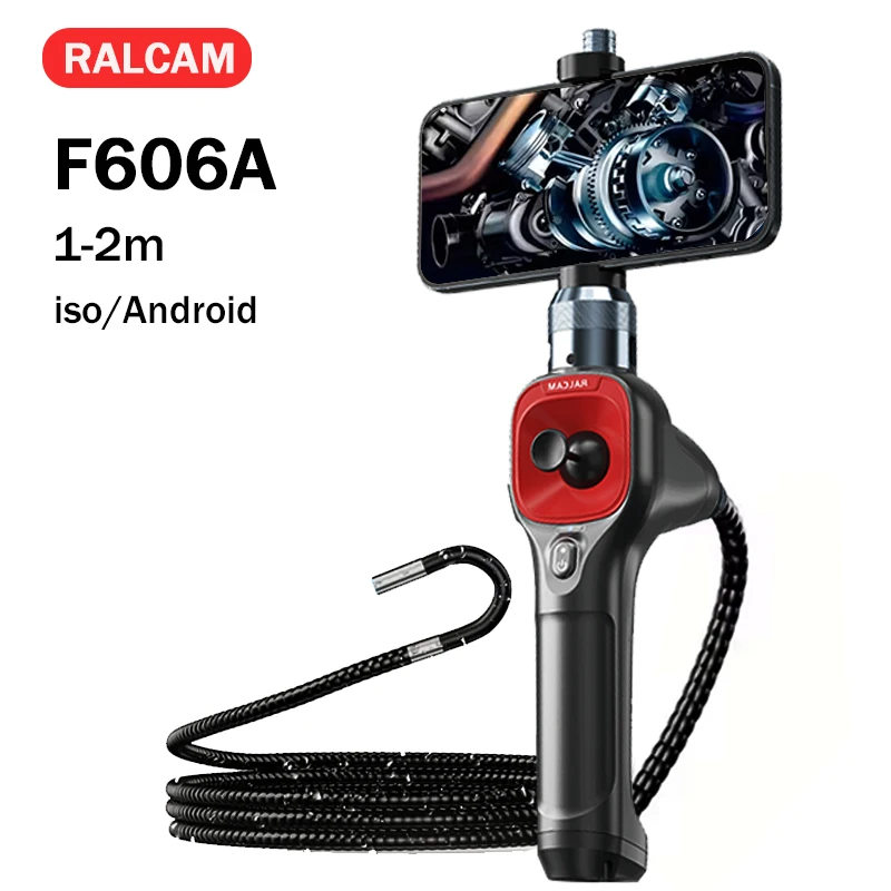 Ralcam 360 Articulating Borescope 6.2mm 4 Ways 1MP Endoscope Inspection Camera 6 Adjustable LED Lights for IOS&Android