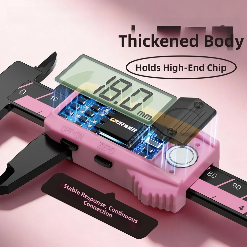 Vernier Caliper 150mm 6 Inch Plastic Sliding Gauge with Clear LCD Display and Auto Shut Off for Reliable Dimensional Measurement