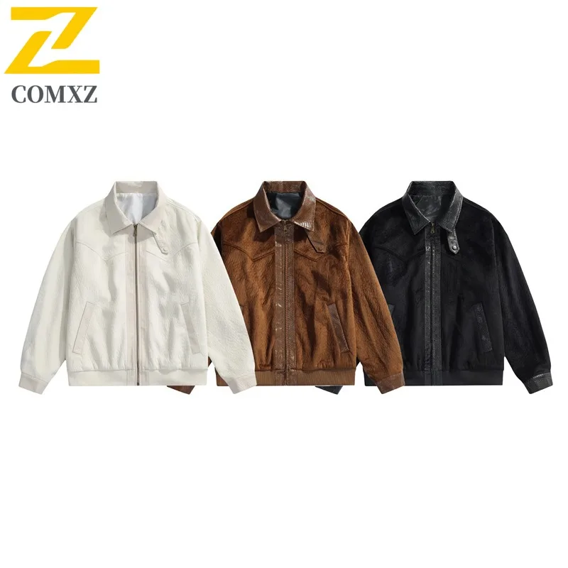 

COMXZ 2025 весенне-осенняя американская классическая куртка, пальто, мужское пальто с отложным воротником, повседневный топ премиум-класса, уличный крутой бейсбол 2522