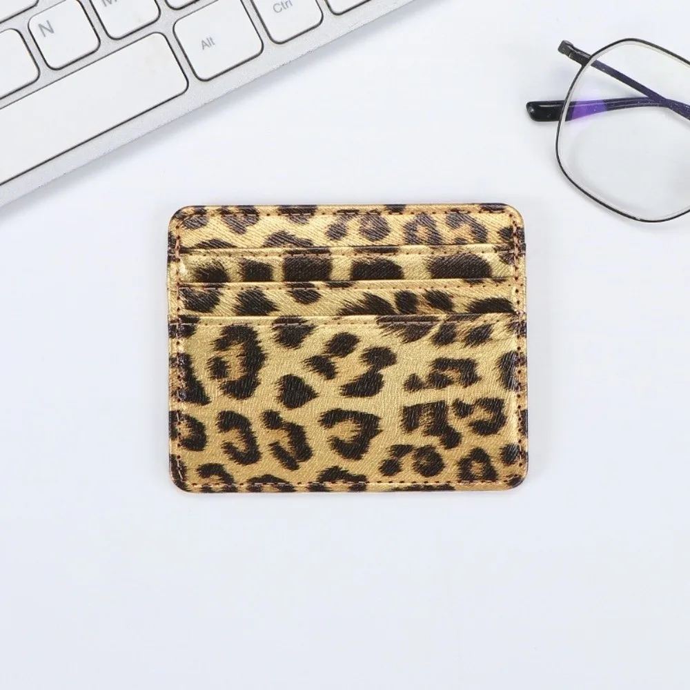 Pu Leather Leopard Print Card Holder Multi-functional Ultra-thin Credit Card Holder Slim Korean Style Coin Purse Business