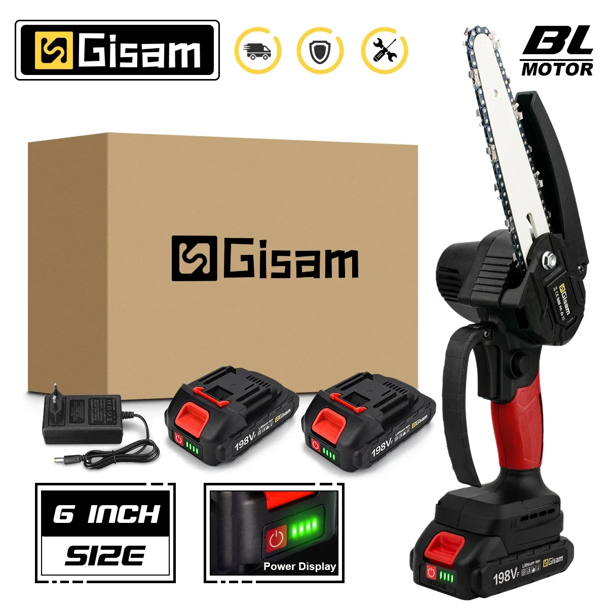 

Gisam 6 Inch Brushless Electric Saw Mini ChainSaw Handheld Pruning Chainsaw Woodworking Cutting Tools For Makita 18V Battery