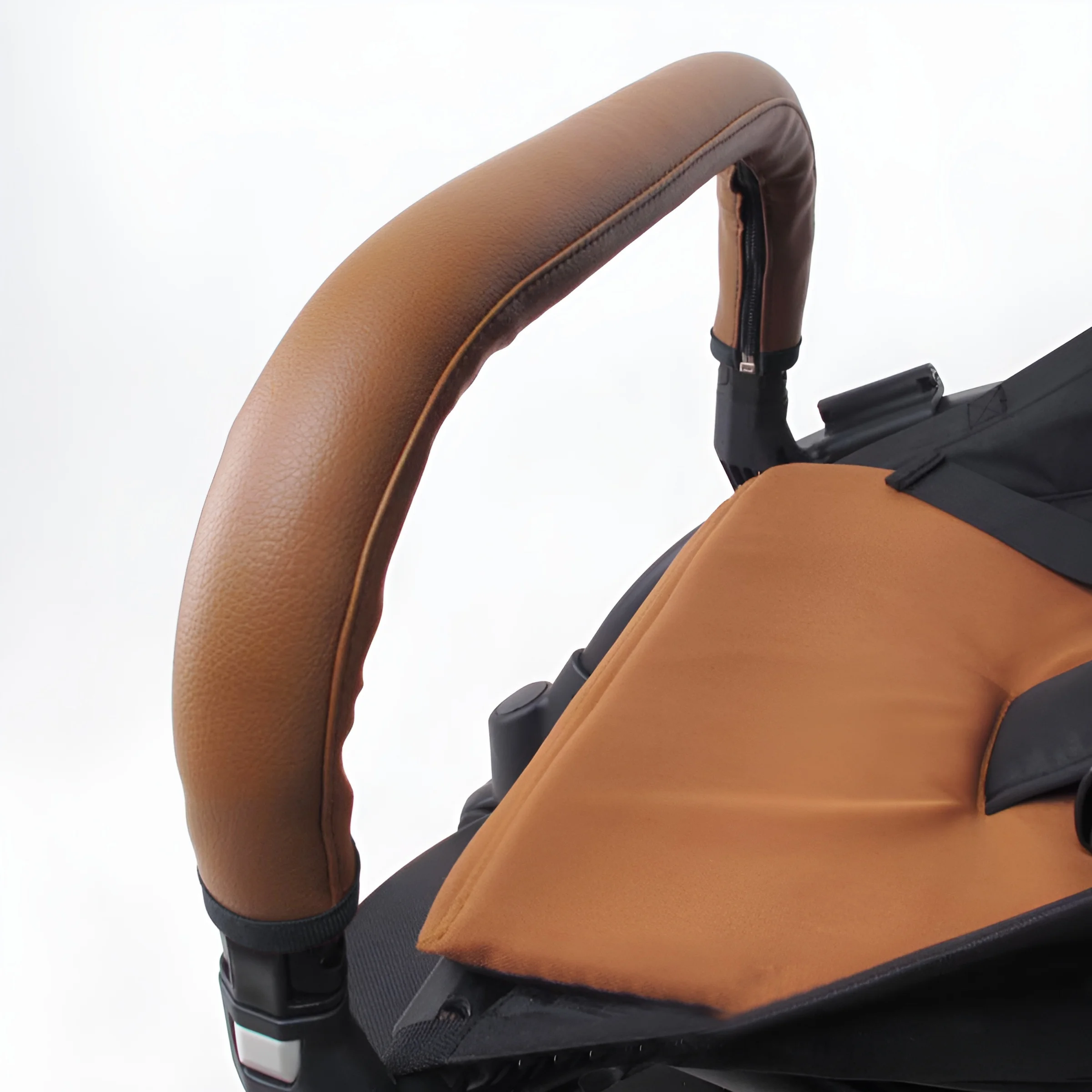 A universal PU leather stroller handle cover with zipper, adjustable and washable stroller handle protection cover -1 piece