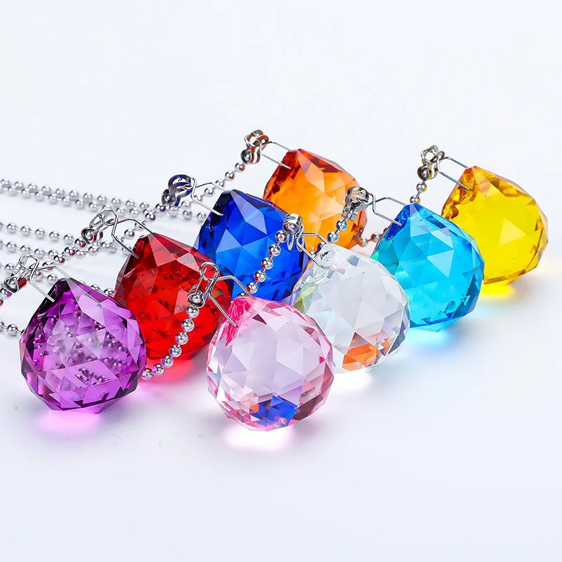 New 30pcs/lot Feng Shui Crystal Balls, Large Faceted Crystal Ball High Quality Crystal 30mm Fuchsia Chandelier Balls Pendants