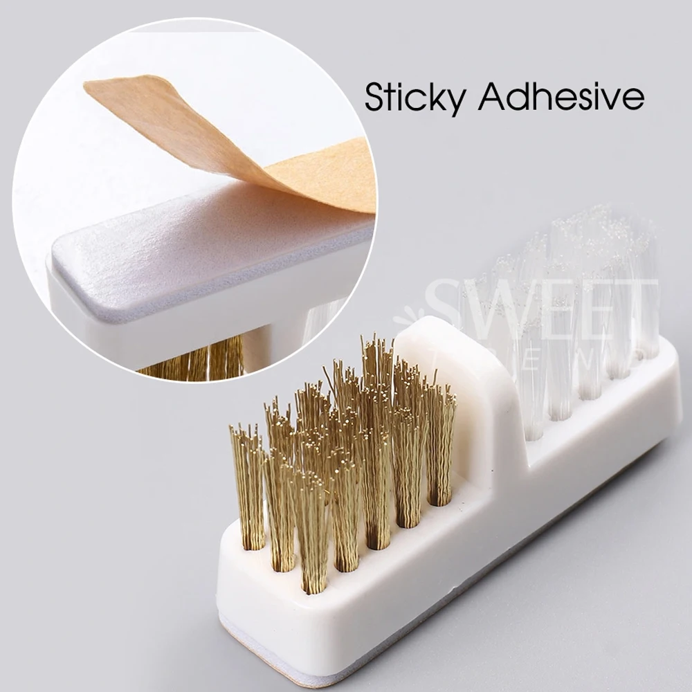 5 個電気爪研削ヘッドクリーニングブラシポータブルマニキュアドリルビットクレンザーデュアル銅線ネイルブラシクリーンツール