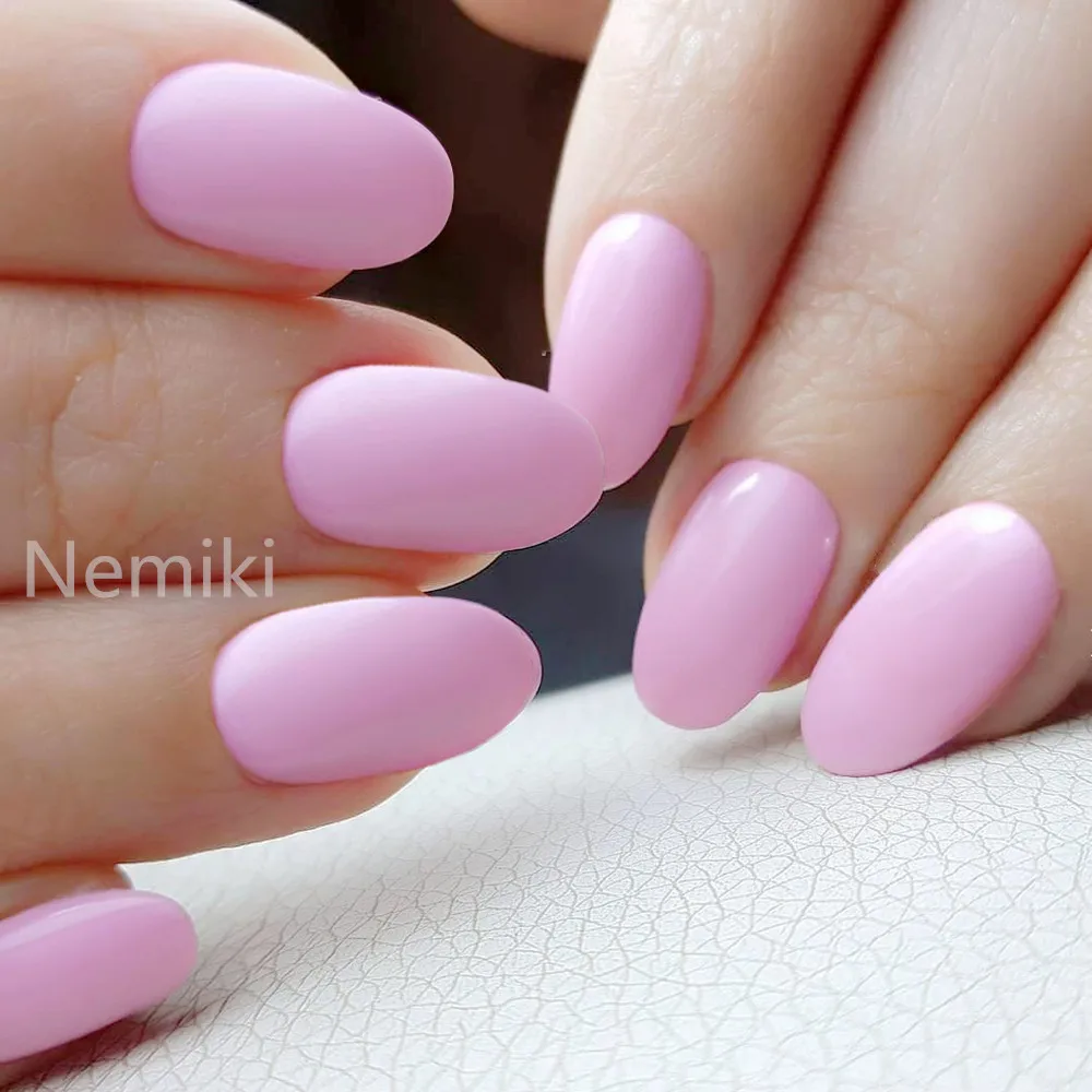 Pink Short Fake Nails For Gluing Artificial Press On False Nails DIY Lady Full Cover Finger Tip Oval Top Manicure Tool