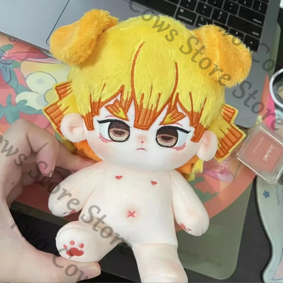 

20cm Anime Game Demon Slayer Agatsuma Zenitsu Cosplay Bony Cotton Doll Furry Naked Baby Cartoon Adorable Maumet Gift Puppet