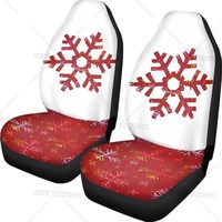 Red Christmas Car Seat Covers Christmas Cartoon Snowflakes 2 Pcs Front Seats Protector Non-Slip Universal Fit Elastic Covers