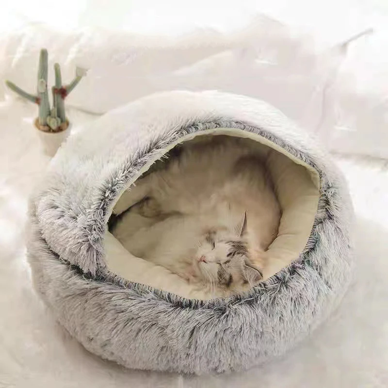 

Cat Beds Dog Bed Warm Sleeping Puppy Nest Soft Long Plush Round Pet Bed for Dogs Kitten Basket Cushion Sofa Cat Mat