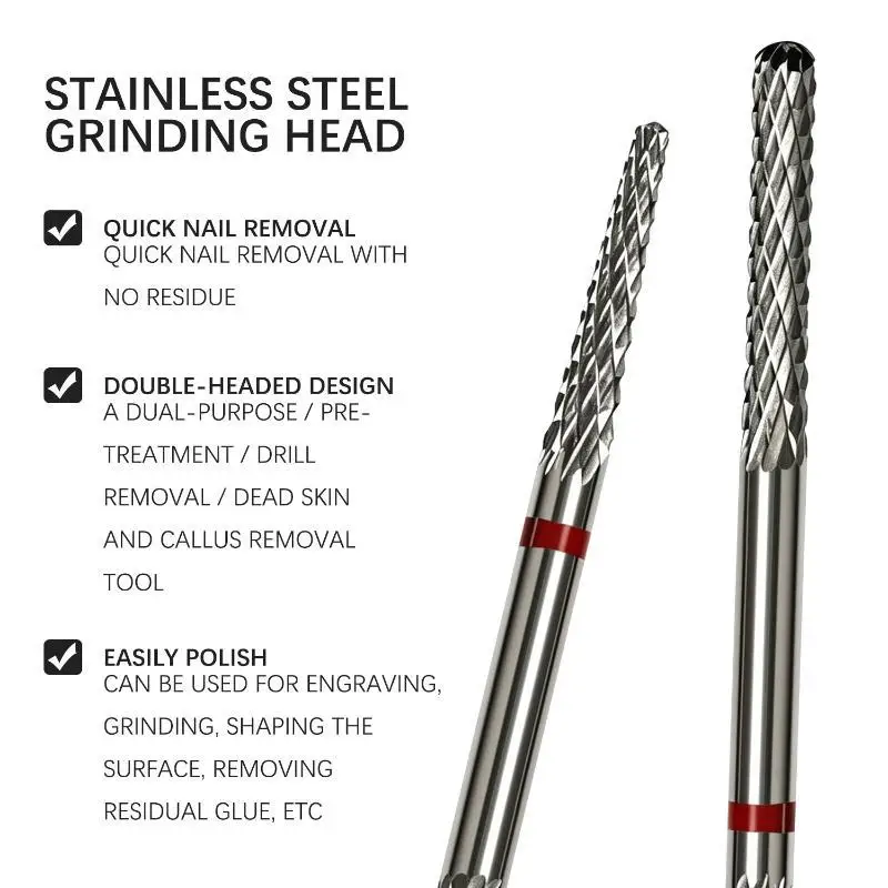 Multifunction Under Nail Drill Bit Double Ends Stainless Steel Sharp Nail Gel Remove Exfoliator Peeling