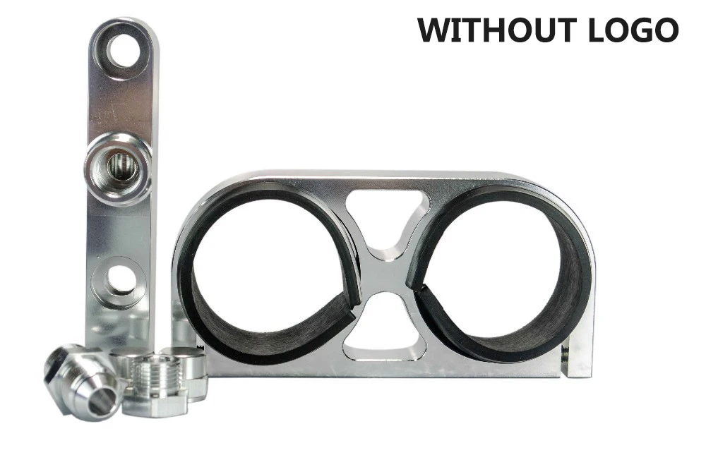 Twin Fuel Pump Bracket Billet Aluminium Assembly OUTLET Manifold In Black for 044 fuel pump W/O Logo WX-LD2642