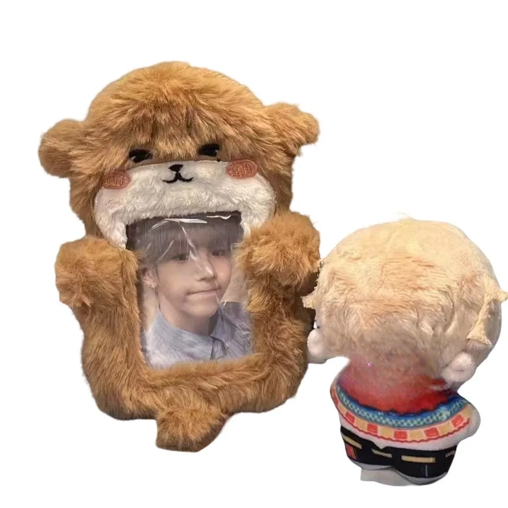 Cute Plush Photocard Case Cartoon Bag Keychain Fox Photocard Case Multifunctional Idol Photos Protective Cover School Office