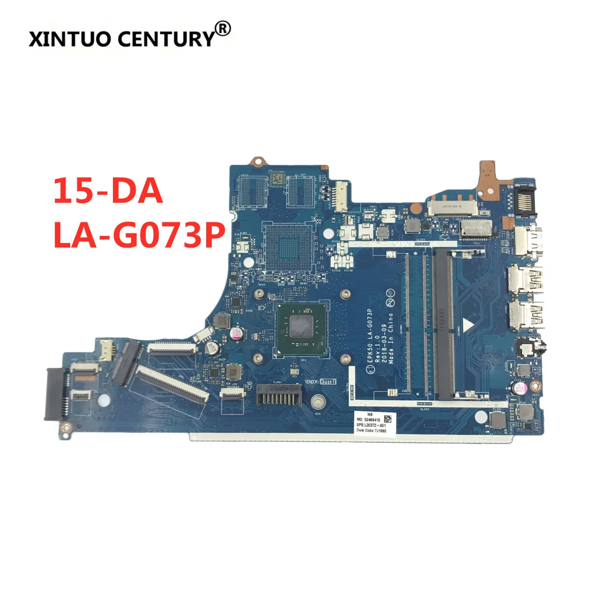 

L20372-601 L20372-501 L20372-001 Motherboard for HP 15-DA 15T-DA Laptop Motherboard EPK50 LA-G073P with N4000 N5000 CPU DDR4