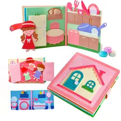 Montessori Sensory Busy Board Quiet Felt Book For Early Activity Learning Book Little Doll House Handmade Felt Books For Travel