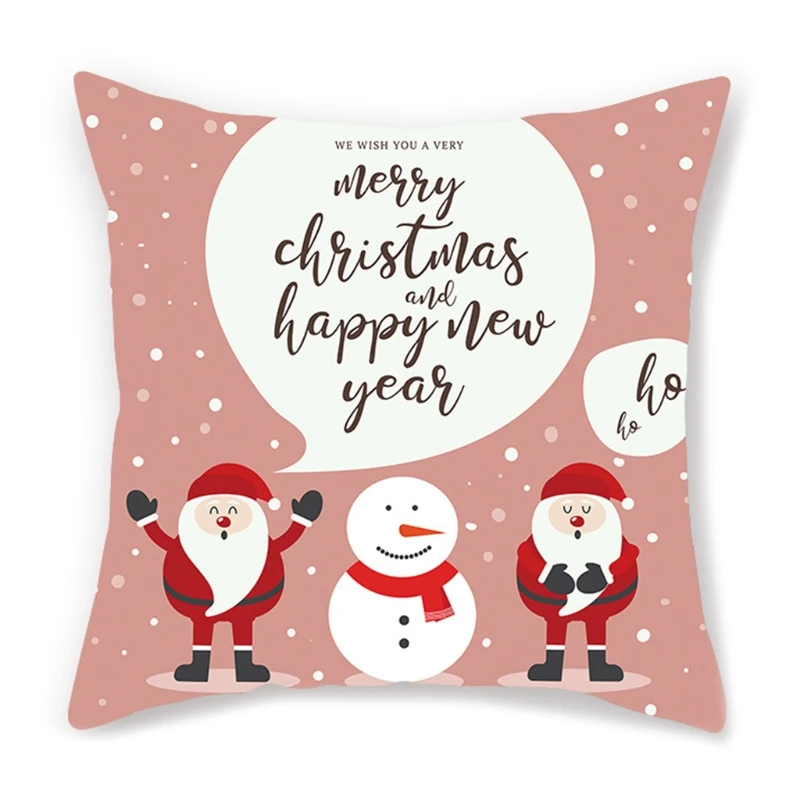 Merry Christmas Cushion Cover Santa Elk Decorative Pillow Throw Sofa for Case for Home Living Room New Year Decoration