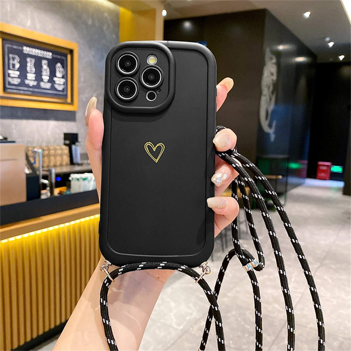 حافظة ناعمة من السيليكون ذات حبل قابل للتعديل ، غطاء واقي ضد للصدمات لهاتف أيفون 16 و 15 و 14 و 13 و 12 و 11 برو ماكس و 16 و 15 و 14 بلس #6