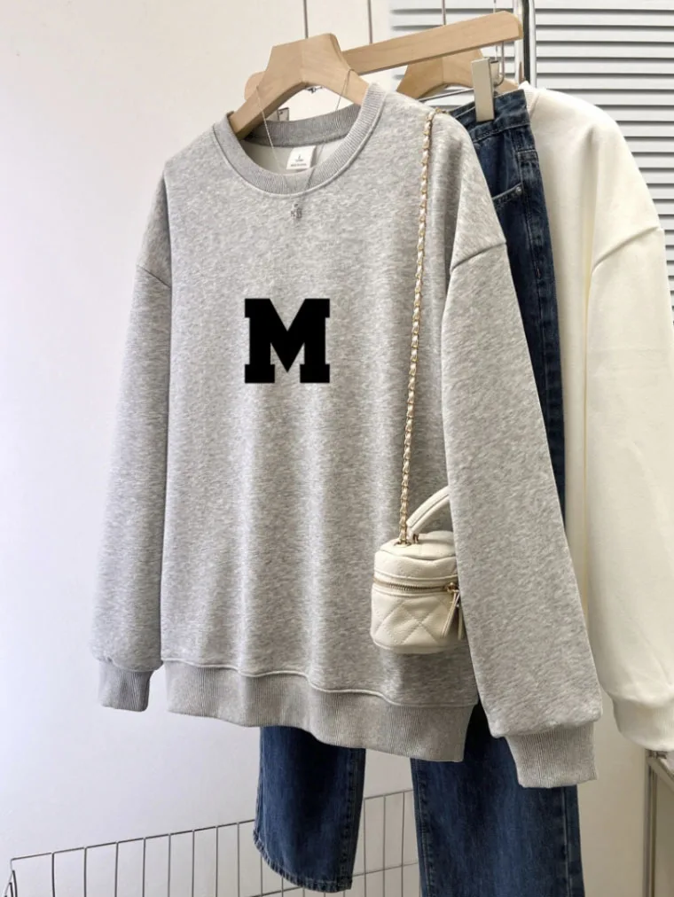 

Vintage Loose Letter Design Women's Pullover Hoodie Fashion 2023 Autumn Street Hoodie Women's Aesthetic Pullovers Top