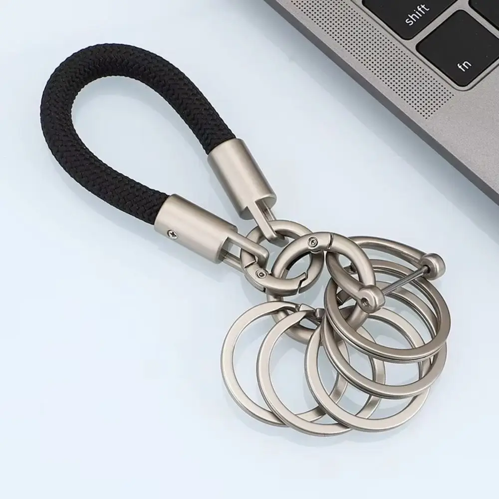 Thickened Rope Woven Rope Keychain Anti-lost Design Creative Shape Car Key Wrist Strap Metal Quick-hook
