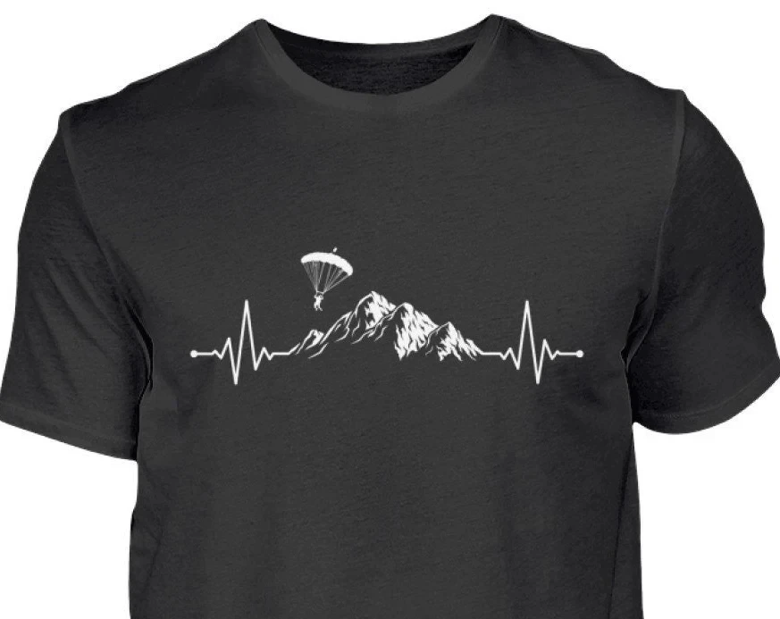 Parachute Frequency Shirt, Paragliding Gift Paraglider Mountain Pulse Skydiver Cotton T-Shirt Short-sleeved Men's T-shirt
