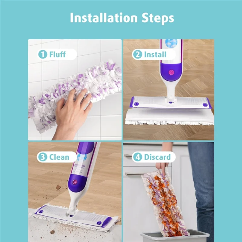 ABLE-48 PCS Disposable Power Mop Pads Refills For Swiffer Power Mop Pads Multi-Surface Mop And Power Mop Mop Floor Cleaning