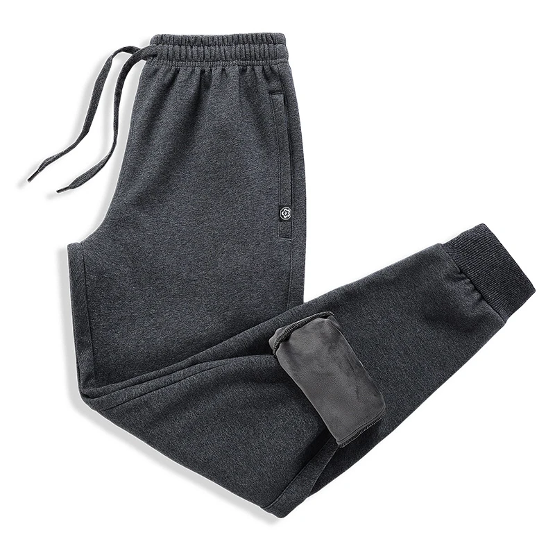 Herbst Winter Herren elastische hoch taillierte einfarbige Taschen mit Plüsch und verdickten Freizeit füßen Hosen Mode Freizeit hosen