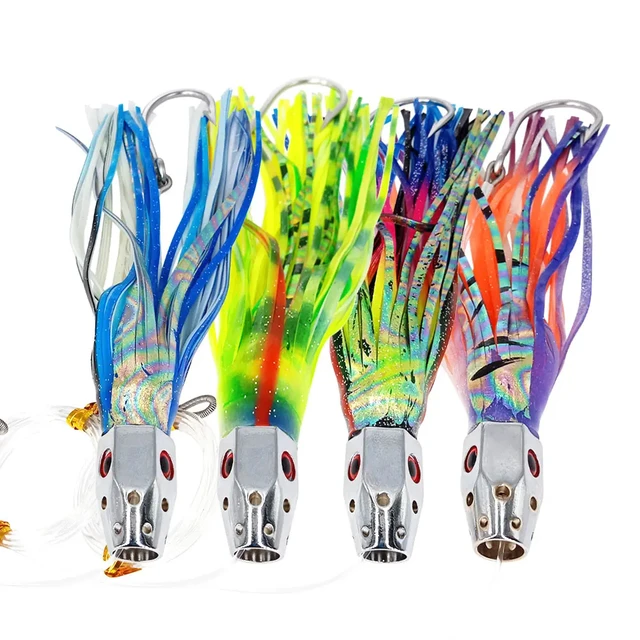 1szt 23cm185g Przynęta trollingowa Miedziana głowa Ośmiornica Kałamarnica Spódnica Przynęta z haczykiem Big Game Drag Fishing Marlin Tuna Pesca Hard Bait