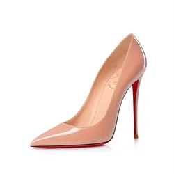 Nude Patent Leather Women Pumps Super Sexy 12cm High Heels Poined Toe Spring Single Shoes Autumn Women Stilettos