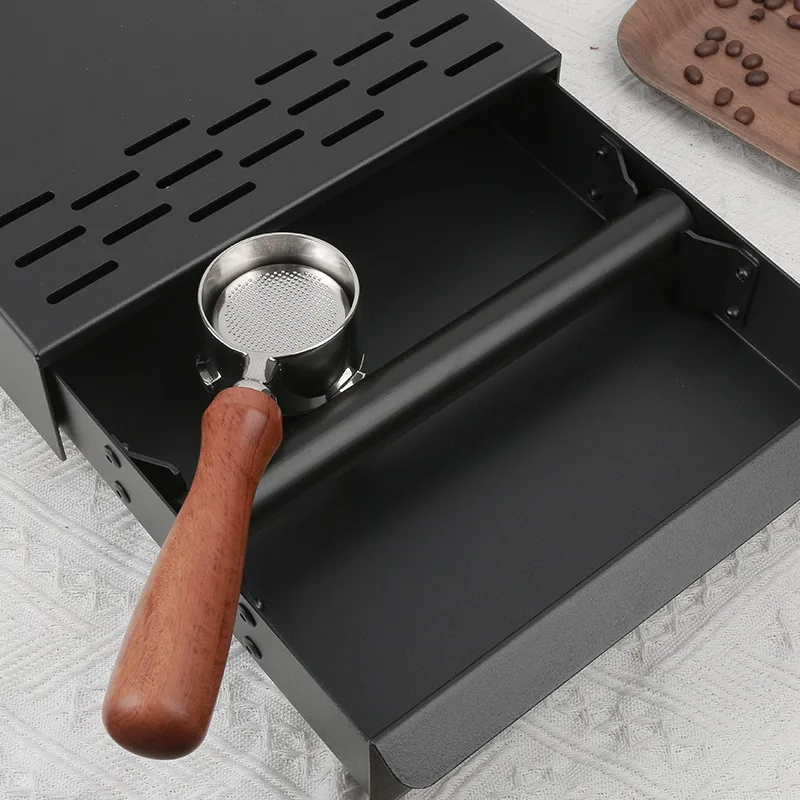 

Custom Logo Coffee Accessories Stainless Steel Square Cafe Bar Knock Box Coffee Bucket Espresso Knock Box Drawers
