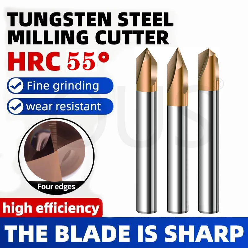 HRC55 Carbide Chamfer Cutter 60 90 120 Degree Chamfering Tool End Mill V Groove Router Bit for Metal Wood CNC Milling cutter