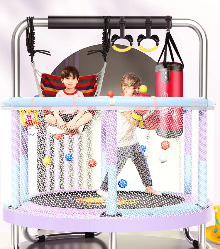 

Children's Home Indoor with Safety Net Small Children Folding Family Bounce Bed Baby Rub Trampoline