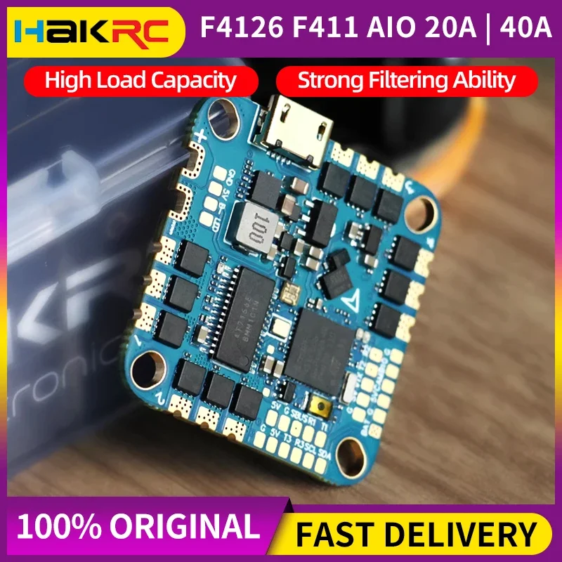 

HAKRC F411 20A 40A F4126AIO Flight Control and Electric Adjustment Integrated Board for FPV RC Racing Drone